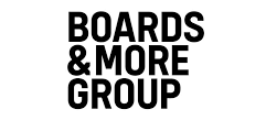 Black text 'BOARDS & MORE GROUP' on a white background